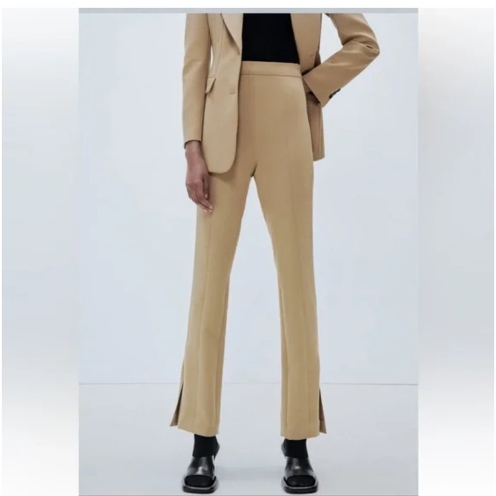 NWT Zara Slit Hem Cigarette Pant Taupe Brown size Medium
